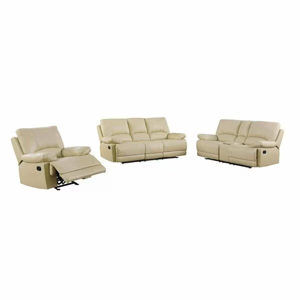 76 x 40 x 41 in. Modern Beige Sofa Set with Console Loveseat, Homeroots, Mfr#: 343904